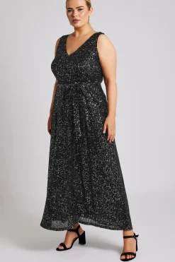 Sequin V-Neck Maxi Dress