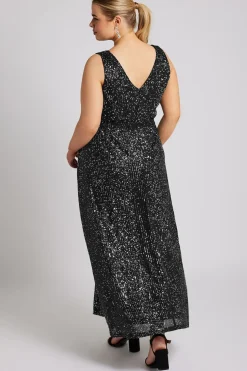 Sequin V-Neck Maxi Dress
