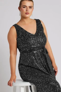 Sequin V-Neck Maxi Dress