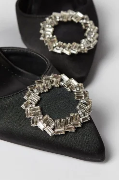 Serenity Satin Brooch Detail High Heel Slingback Court Shoes