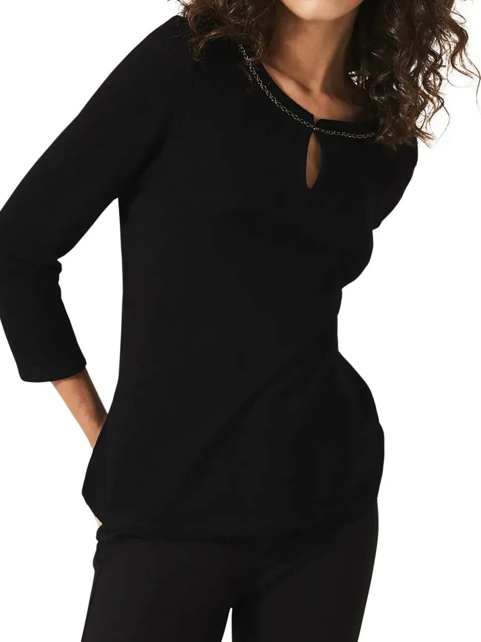 Seren Textured Chain Detail Top-