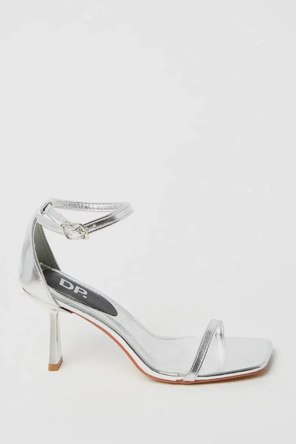 Shantal Metallic Square Toe Barely-there Strappy High Heeled Sandals