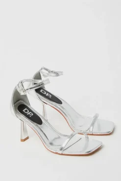 Shantal Metallic Square Toe Barely-there Strappy High Heeled Sandals