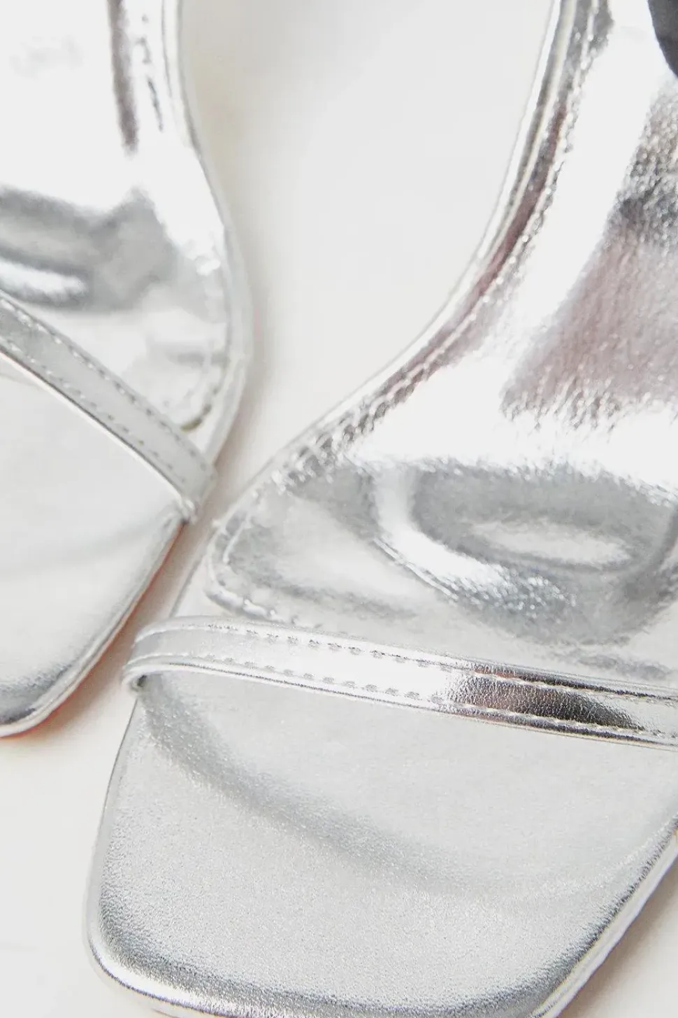 Shantal Metallic Square Toe Barely-there Strappy High Heeled Sandals