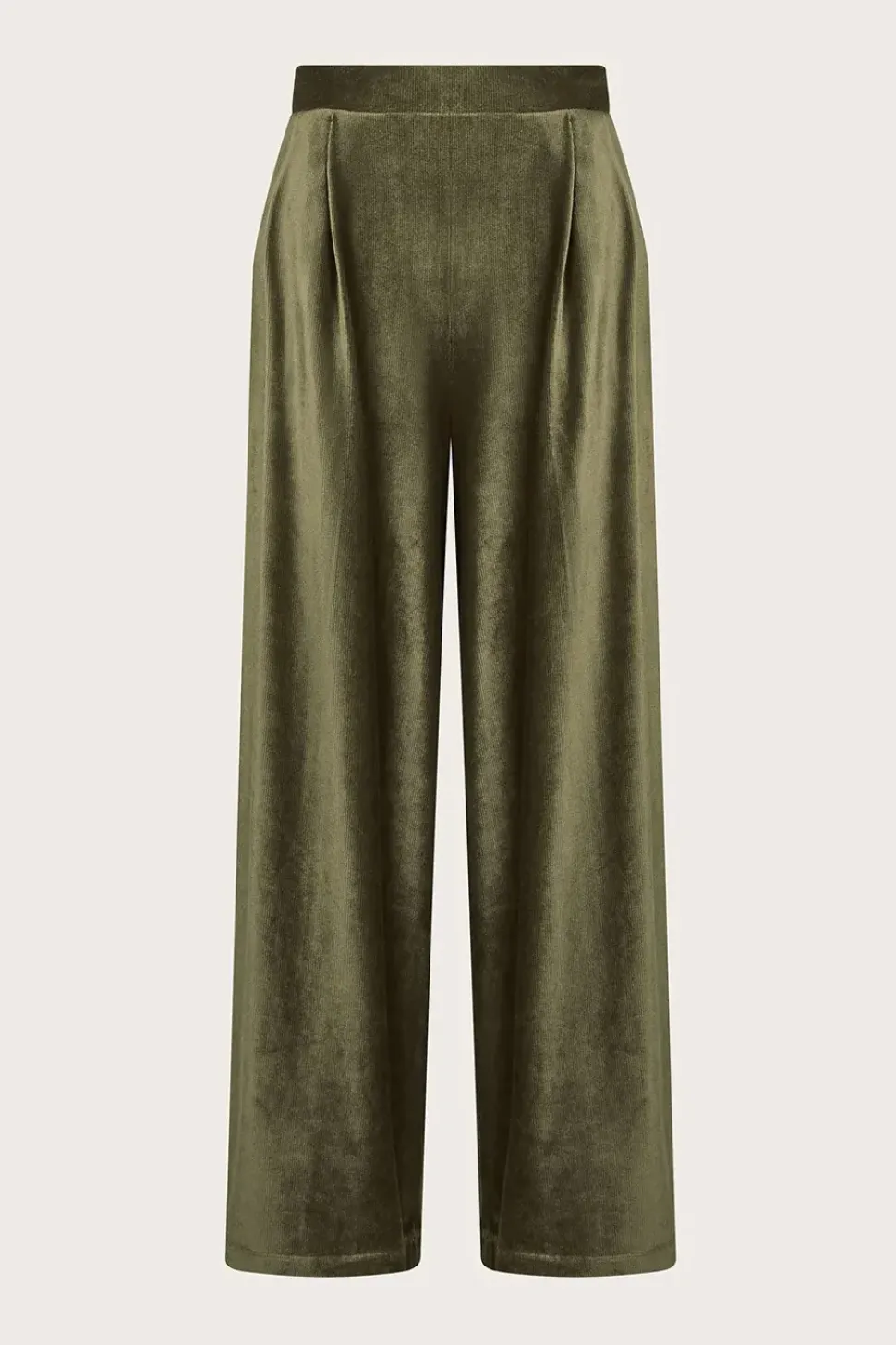 Shay Rib Velour Wide Leg Trousers Green
