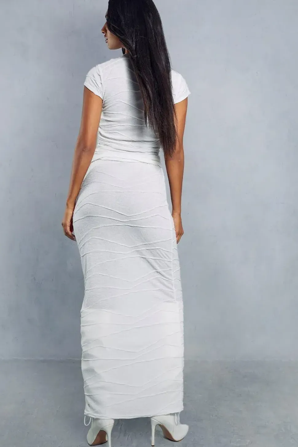 Sheer Crinkle Detail Maxi Skirt