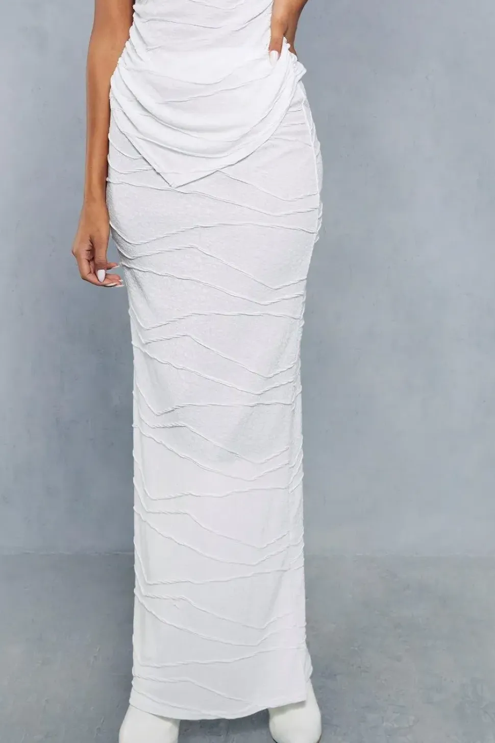 Sheer Crinkle Detail Maxi Skirt