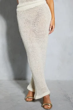 Sheer Knit High Waisted Fishtail Maxi Skirt