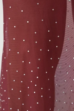 Sheer Ombre Diamante Embellished One Shoulder Maxi Dress