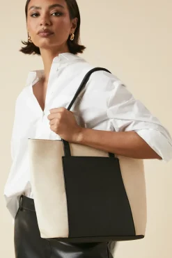 Shelly Two-Tone Mid Size Tote Bag