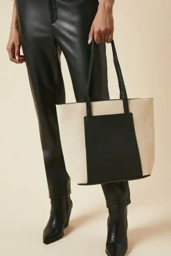 Shelly Two-Tone Mid Size Tote Bag