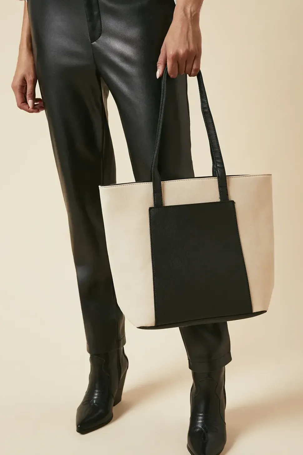 Shelly Two-Tone Mid Size Tote Bag