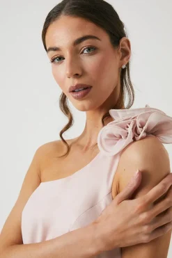 Shimmer Chiffon Corsage One Shoulder Bridesmaid Dress