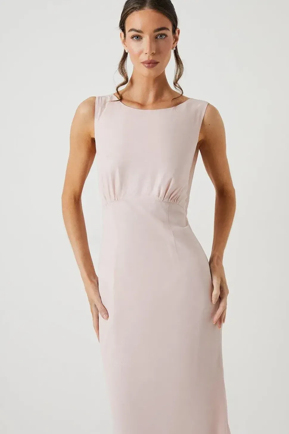 Shimmer Chiffon Cowl Back Bridesmaid Maxi Dress