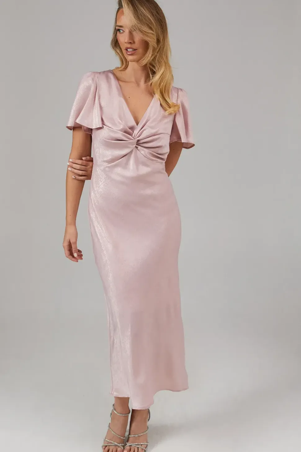 Shimmer Chiffon Twist Front Bridesmaids Dress