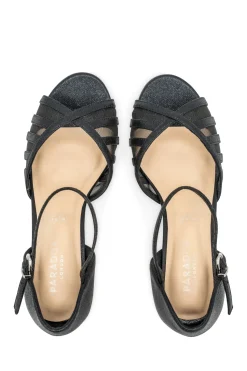 Shimmer 'Evelyn' Wide Fit Mid Kitten Heel Ankle Strap Sandal