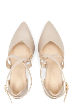 Shimmer 'Felicia' Wide Fit High Block Heel Cross Strap Court Shoes