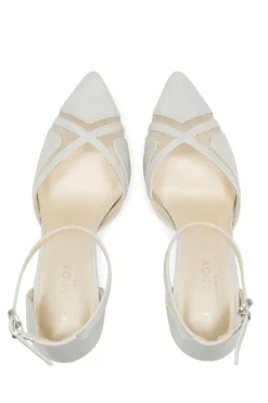 Shimmer 'Rhea' High Block Heel Ankle Strap Court Shoes