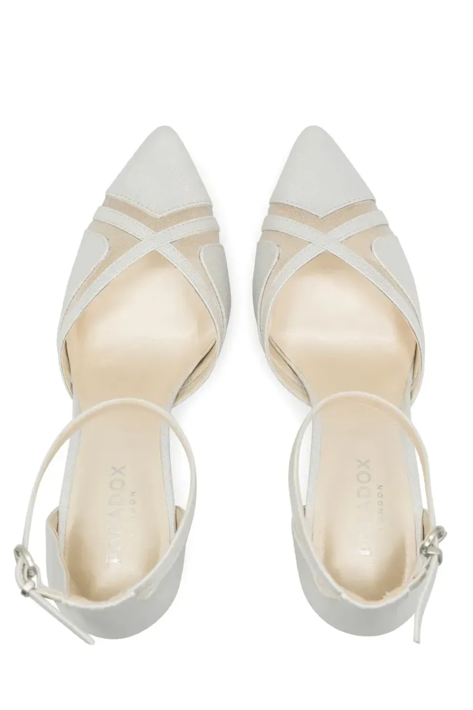 Shimmer 'Rhea' High Block Heel Ankle Strap Court Shoes