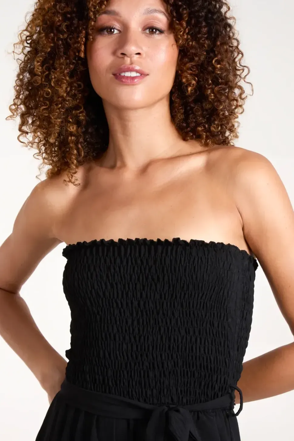 Shirred Bandeau Jumpsuit