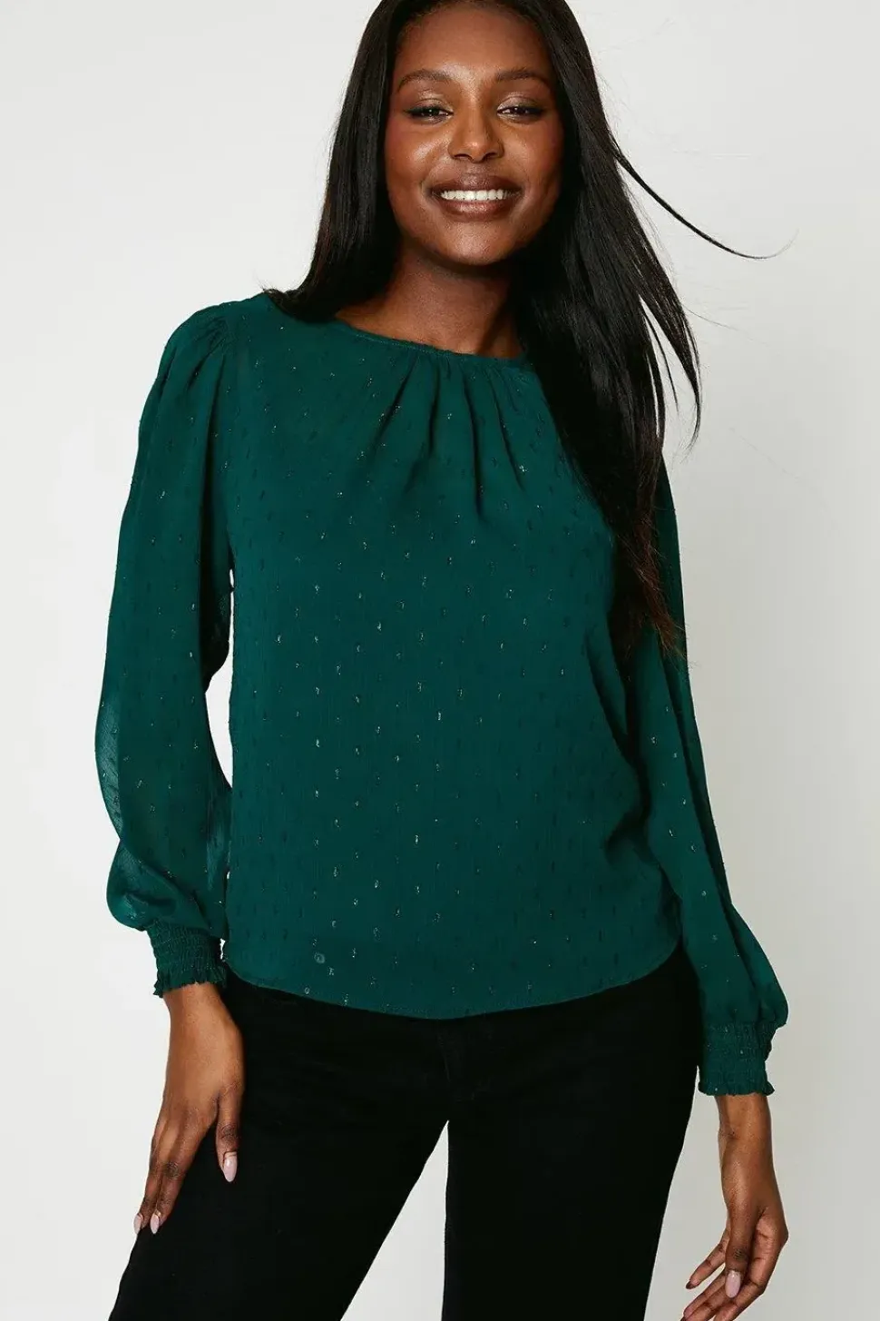 Shirred Cuff Blouse