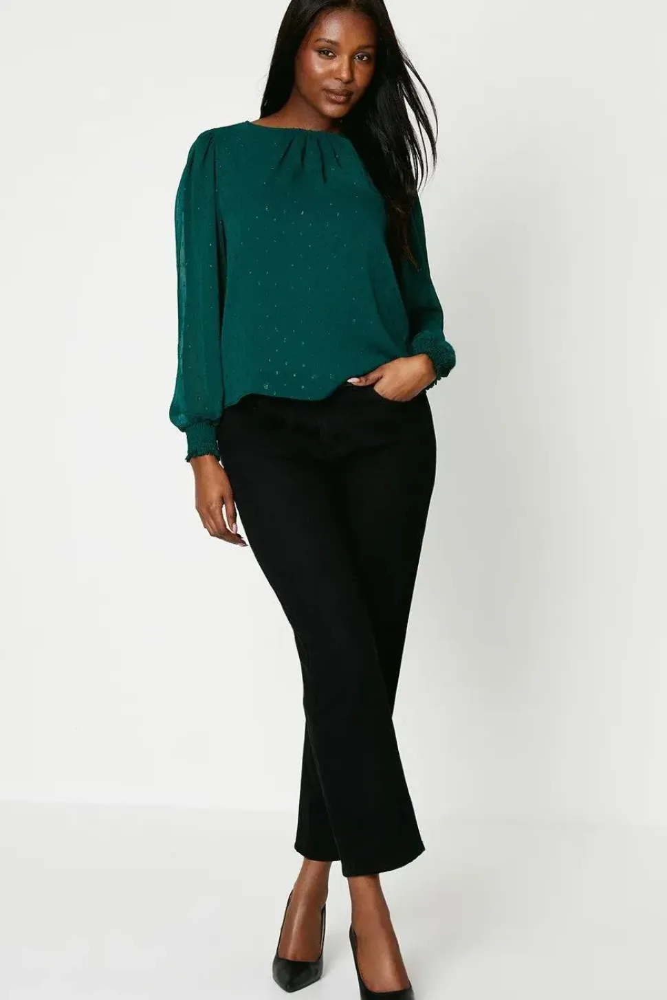 Shirred Cuff Blouse