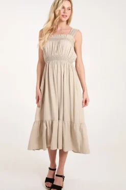 Shirred Detail Midi Dress