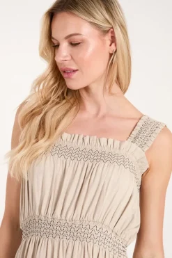 Shirred Detail Midi Dress