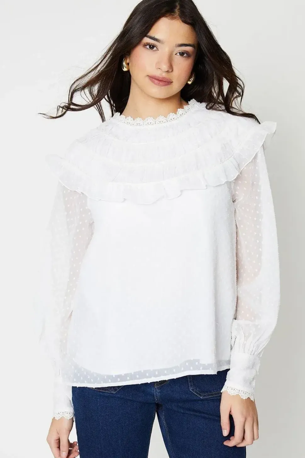 Shirred Frill Detail Blouse