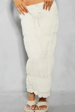 Shirred Frill Hem Midaxi Skirt