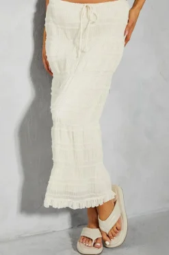 Shirred Frill Hem Midaxi Skirt