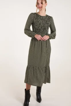 Shirred Front Midi Dress