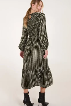 Shirred Front Midi Dress