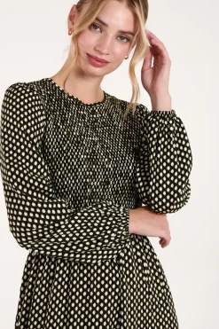 Shirred Front Midi Dress
