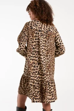 Shirred Front Tie Neck Smock Dress