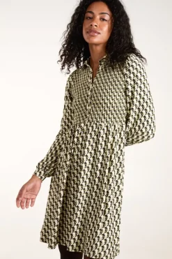 Shirred Mini Shirt Dress