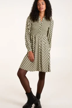 Shirred Mini Shirt Dress