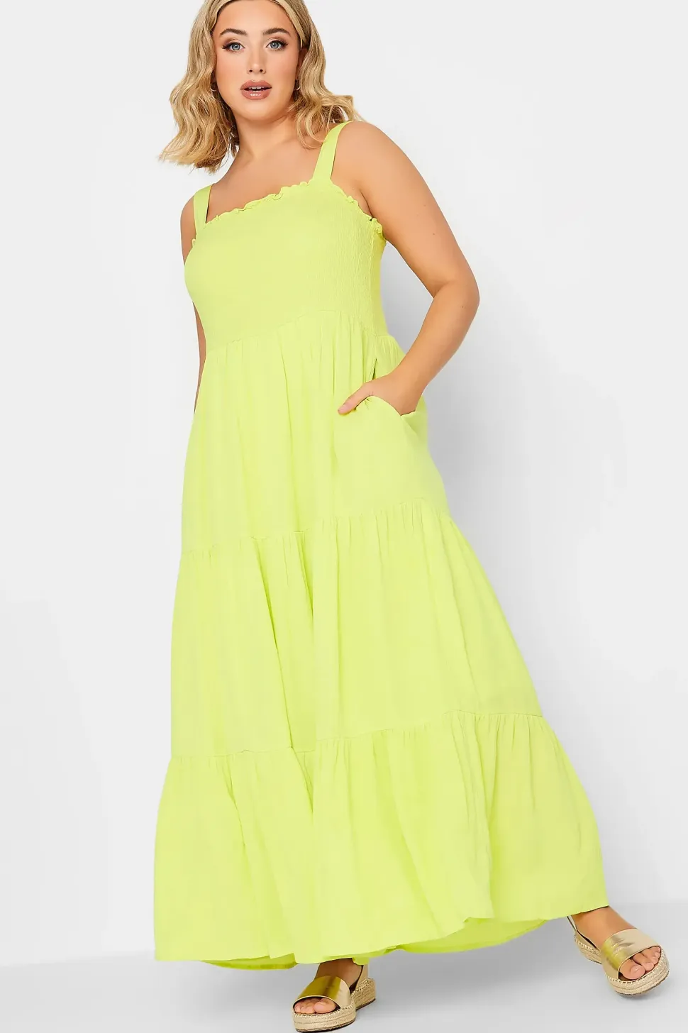 Shirred Strappy Sundress