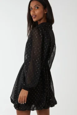 Shirred Waist & Puff Hem Shirt Dress