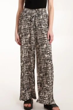 Shirred Waistband Wide Leg Trouser