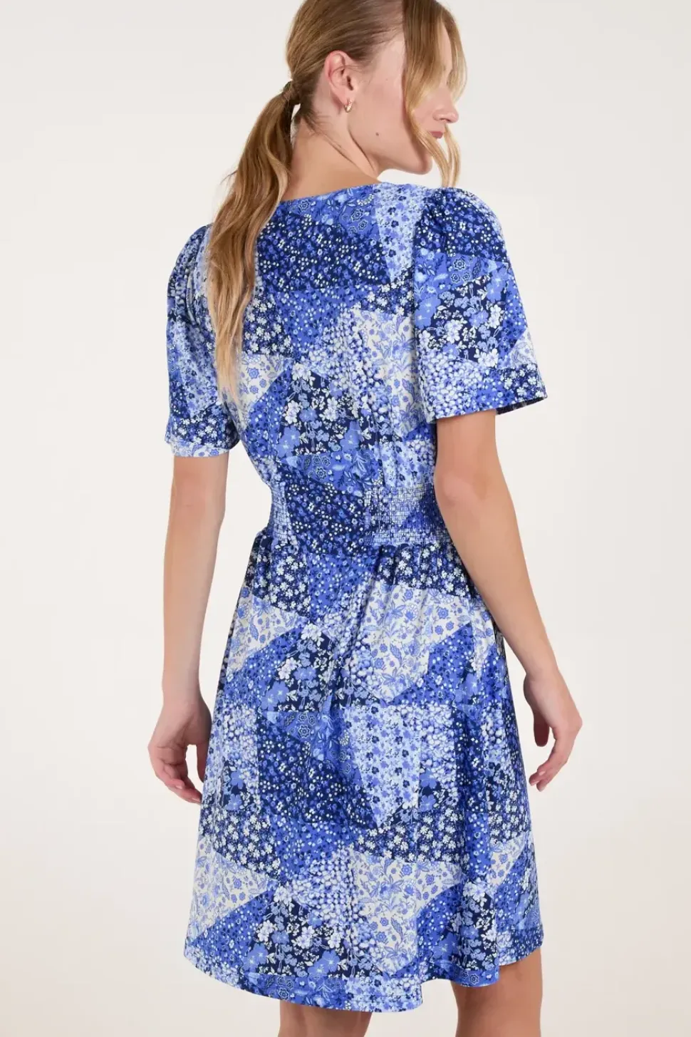 Shirred Waist Button Mini Dress