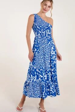 Shirred Waist One Shoulder Maxi Dress