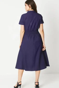 Shirred Waist Shirt Dress