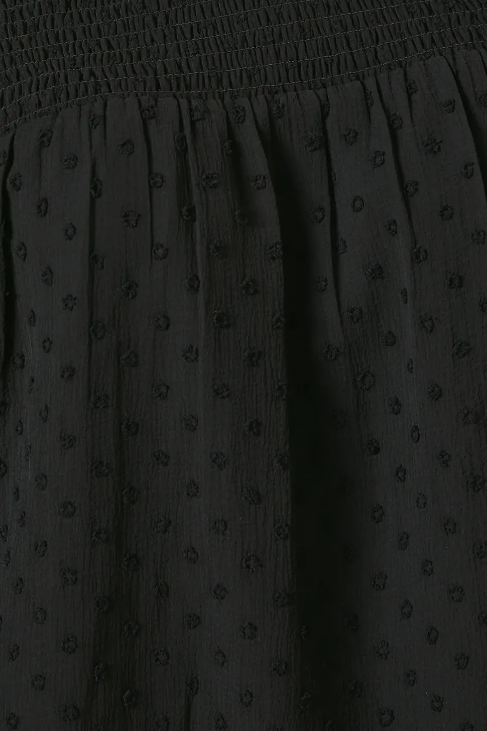 Shirred Yoke Dobby Chiffon Long Sleeve Blouse