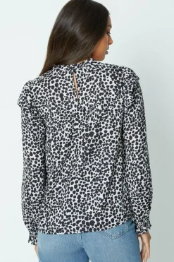 Shirred Yoke Long Sleeve Blouse