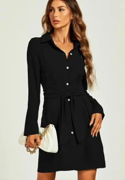 Shirt Mini Wrap Dress In Black