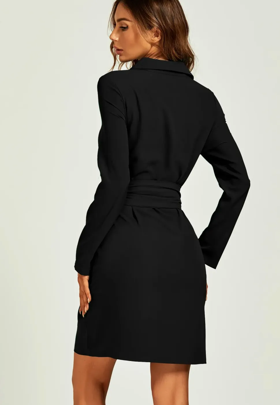 Shirt Mini Wrap Dress In Black