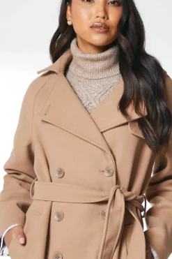 Short Belted Trench Wool  Double Breasted Coat