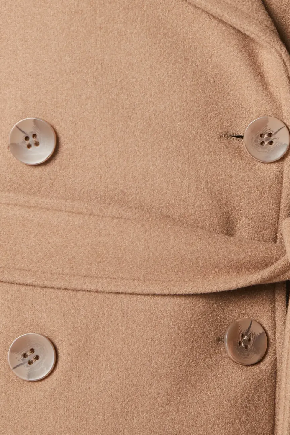 Short Belted Trench Wool Double Breasted Coat
