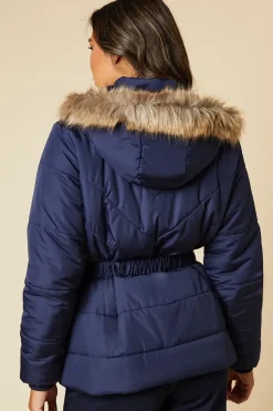 Short Luxe Quilted Padded Puffer Belted Coat